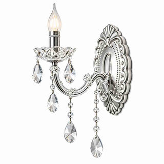 Applique parete candelabro retrò con pendenti a gocce in acrilico E14