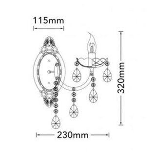 Applique parete candelabro retrò con pendenti a gocce in acrilico E14