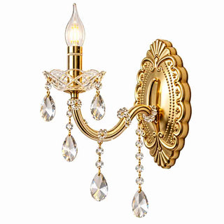 Applique parete candelabro retrò con pendenti a gocce in acrilico E14