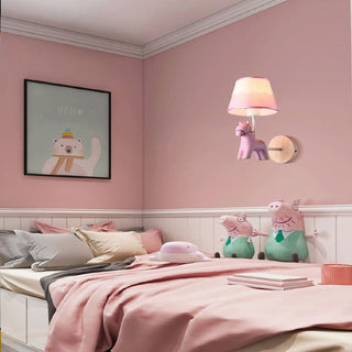 Applique daparete a forma di cavallo in resina lume E27 rosa celeste