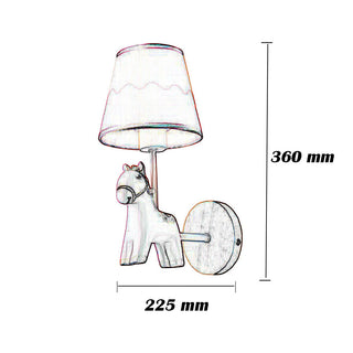 Applique daparete a forma di cavallo in resina lume E27 rosa celeste