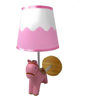 Applique daparete a forma di cavallo in resina lume E27 rosa celeste