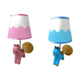 Applique daparete a forma di cavallo in resina lume E27 rosa celeste