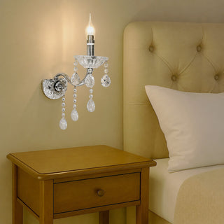 Applique candelabro con gocce pendente in acrilico attacco E14