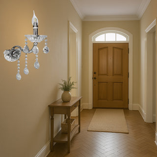 Applique candelabro con gocce pendente in acrilico attacco E14