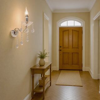 Applique candelabro con gocce pendente in acrilico attacco E14