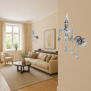 Applique candelabro con gocce pendente in acrilico attacco E14