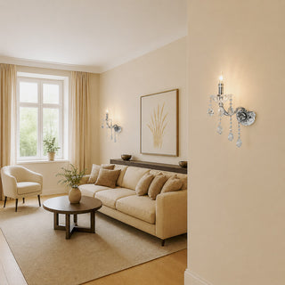 Applique candelabro con gocce pendente in acrilico attacco E14