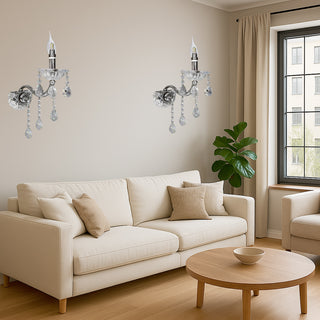 Applique candelabro con gocce pendente in acrilico attacco E14