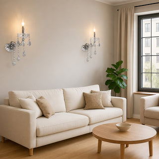 Applique candelabro con gocce pendente in acrilico attacco E14