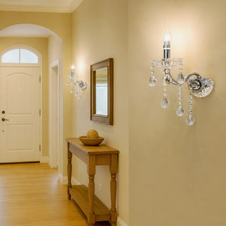 Applique candelabro con gocce pendente in acrilico attacco E14