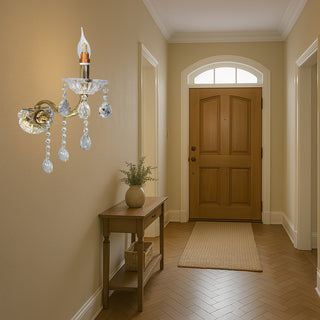 Applique candelabro con gocce pendente in acrilico attacco E14