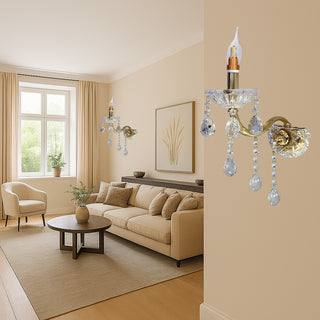 Applique candelabro con gocce pendente in acrilico attacco E14