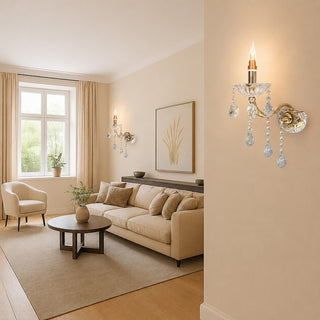 Applique candelabro con gocce pendente in acrilico attacco E14