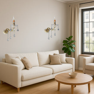 Applique candelabro con gocce pendente in acrilico attacco E14