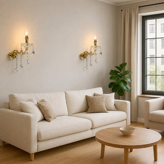 Applique candelabro con gocce pendente in acrilico attacco E14