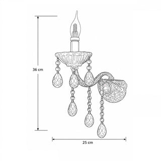 Applique candelabro con gocce pendente in acrilico attacco E14
