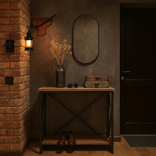 Applique parete vintage in legno lanterna country industriale E27