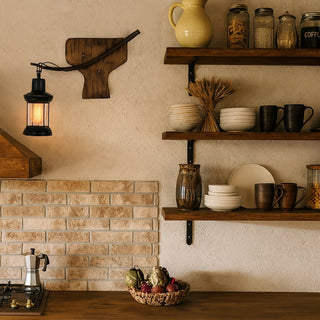 Applique parete vintage in legno lanterna country industriale E27