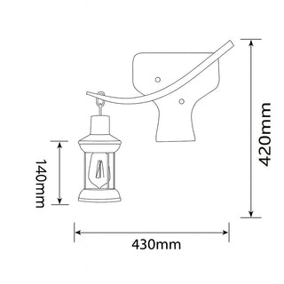 Applique parete vintage in legno lanterna country industriale E27