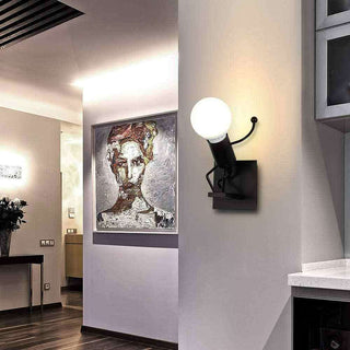 Applique da parete decorativo a forma di omino in metallo attacco E27