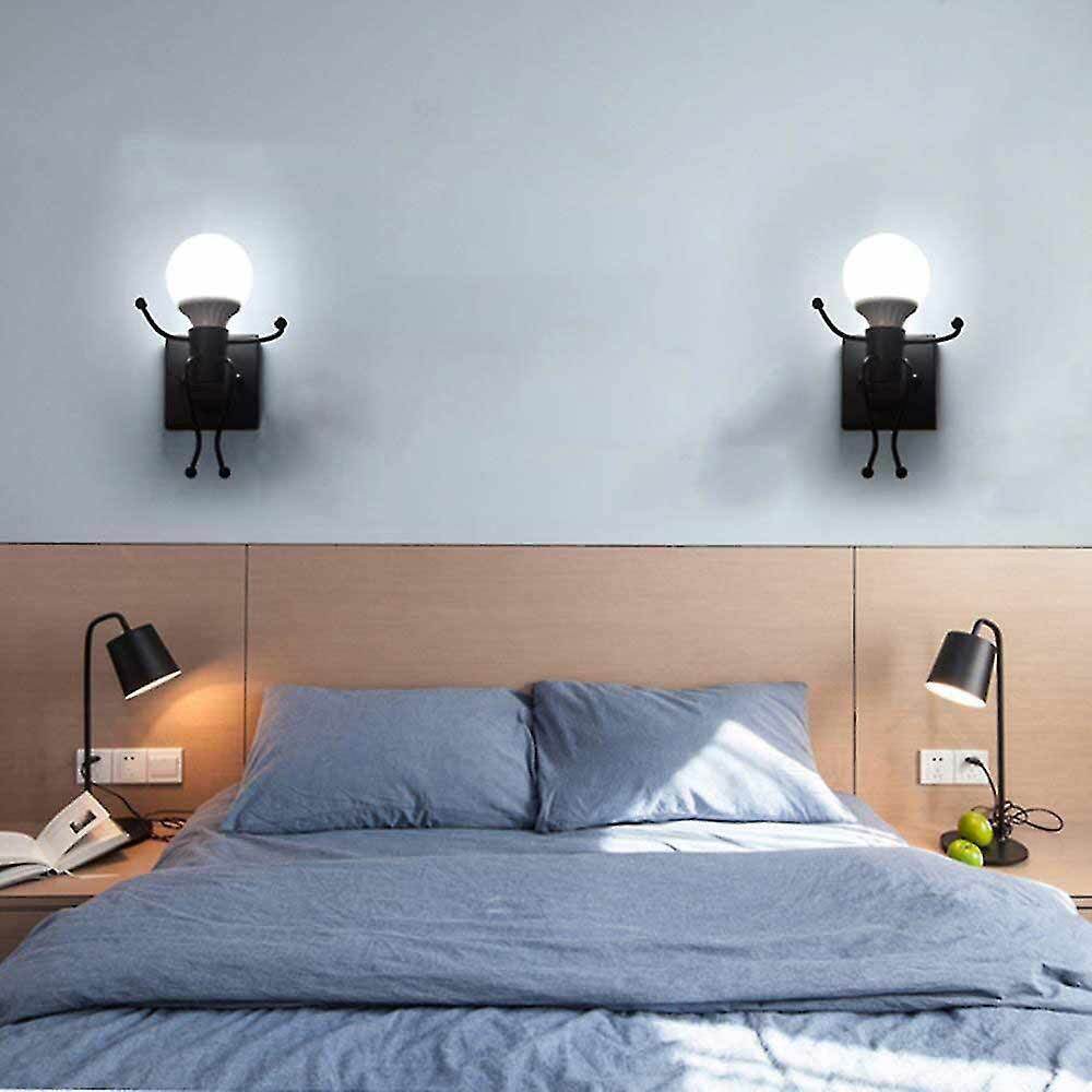 Applique Parete Design Moderno A Forma Di Omino – Metallo, Luce E27, Per Interno, Bianco O Nero - Foto 1