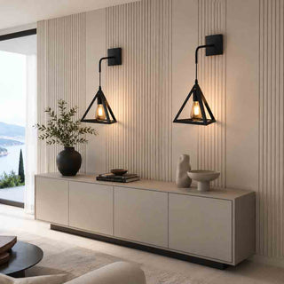 Applique da parete pendente a forma di triangolo 3D stile minimal E27