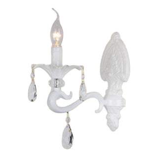 Applique candelabro con pendenti a gocce retrò E14 bianco 1 braccio