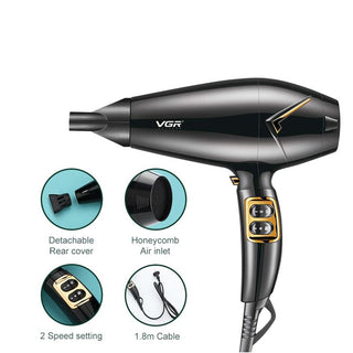 Asciugacapelli VRG HAIR DRYER 1800/2200W  2 velocità 3 temperature