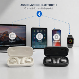 Auricolare Bluetooth 5.3 ad archetto cuffia ricaricabile open-ear