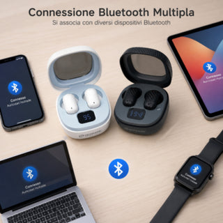 Auricolare Bluetooth cuffia ricaricabile in-ear custodia con display