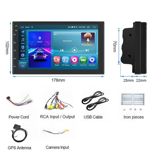 Autoradio 2 DIN Bluetooth 4+32GB CarPlay/Android 7” touchscreen FM/GPS
