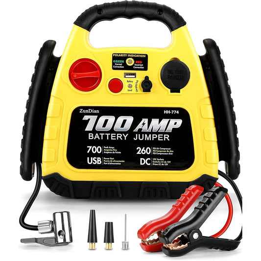 Avviatore emergenza portatile con compressore jump start 700A gonfiatore 260psi ricaricabile booster con porta Usb