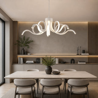 Lampadario LED 54W curvo a fiore 3 colori di luce tecnologia CCT