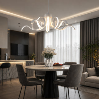 Lampadario LED 54W curvo a fiore 3 colori di luce tecnologia CCT