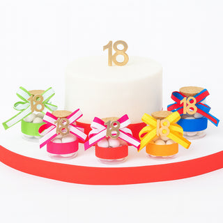 Bomboniera portaconfetti 18 anni 12 barattoli vetro tappo in sughero