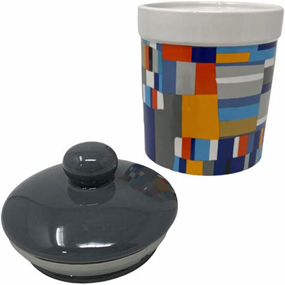 Barattolo in ceramica con decorazione multicolor tappo ermetico contenitore alimenti 600 ML