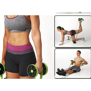 Base fitness con ruote addominali estensori elastici fascia