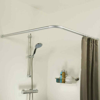Bastone per tenda doccia regolabile angolare 90 cm argento o bianca