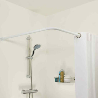 Bastone per tenda doccia regolabile angolare 90 cm argento o bianca