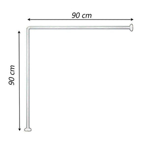 Bastone per tenda doccia regolabile angolare 90 cm argento o bianca