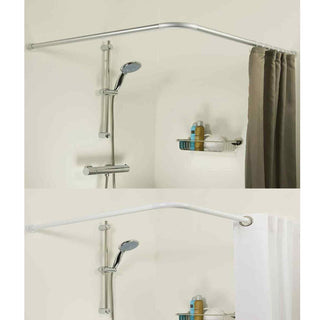 Bastone per tenda doccia regolabile angolare 90 cm argento o bianca