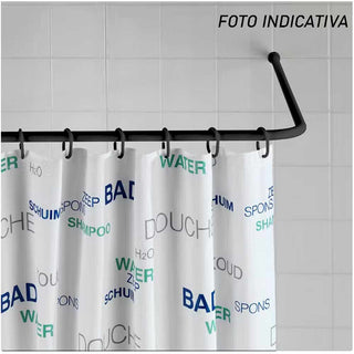 Bastone per tenda doccia universale a L con aste 80x80 cm nero