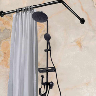 Bastone per tenda doccia universale a L con aste 80x80 cm nero