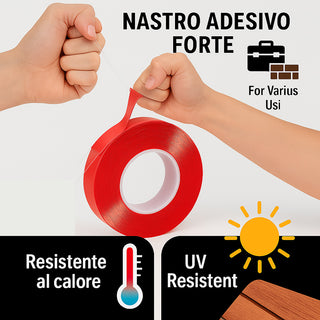 Nastro biadesivo trasparente in acrilico per strisce led 5 m x 1 cm