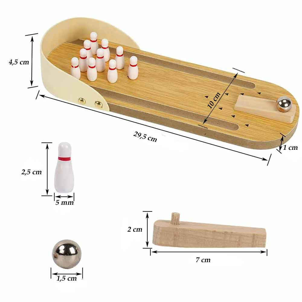 Mini Bowling da Tavolo in Legno Gioco interattivo con birillo Palla Giocattolo