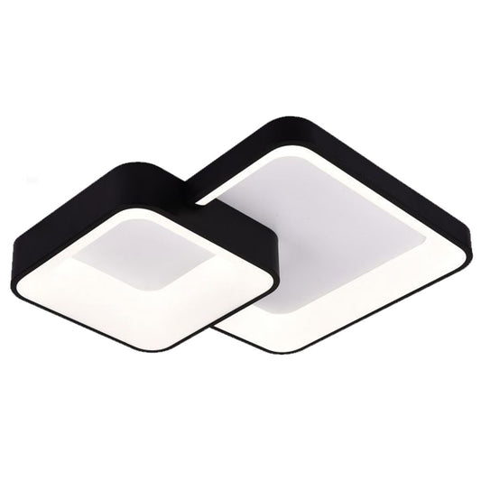 Plafoniera da soffitto a led 58 watt due quadrati lampadario nero cct tre colorazioni da 3000k a 6500k