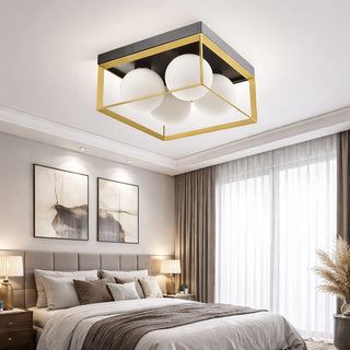 Plafoniera minimal metallo nero bronzo 4 sfere opache attacco G9