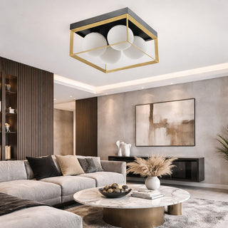 Plafoniera minimal metallo nero bronzo 4 sfere opache attacco G9