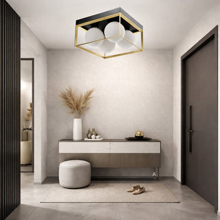 Plafoniera minimal metallo nero bronzo 4 sfere opache attacco G9